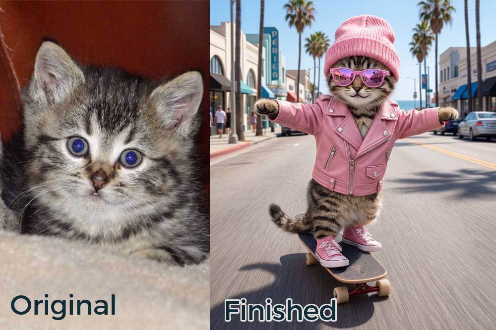 Custom Pet Portrait Before and After