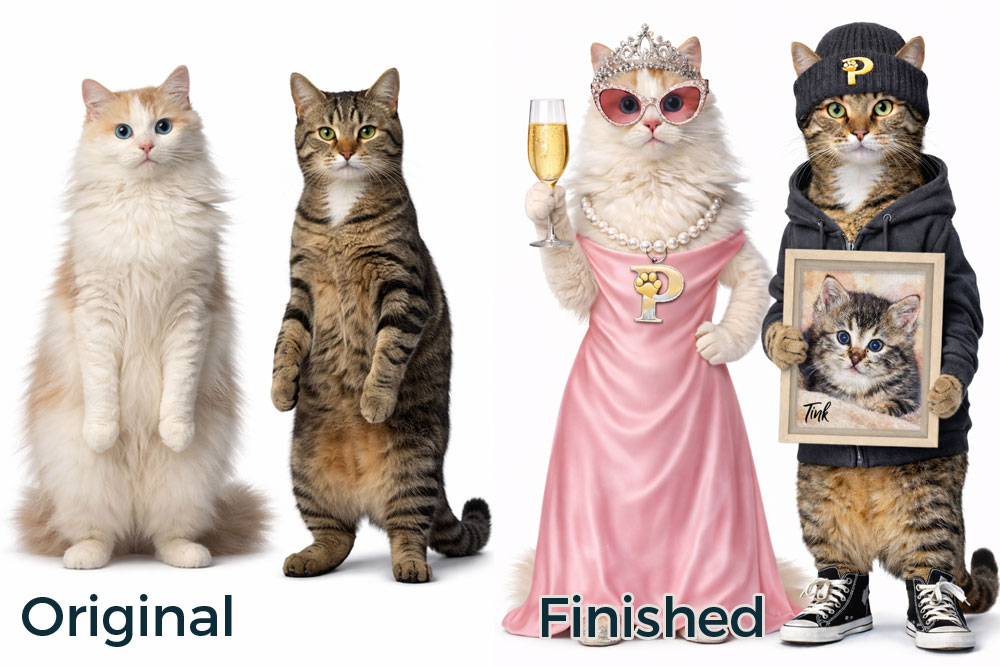 Custom Pet Portraits Before and After