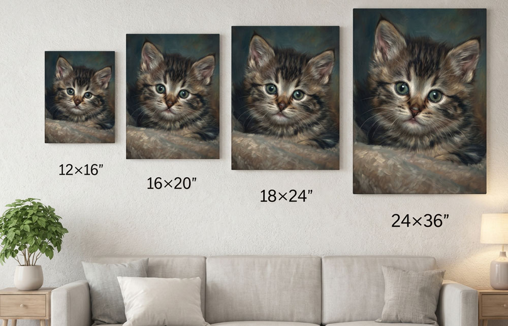 Oil Painting Pet Portrait Sizing